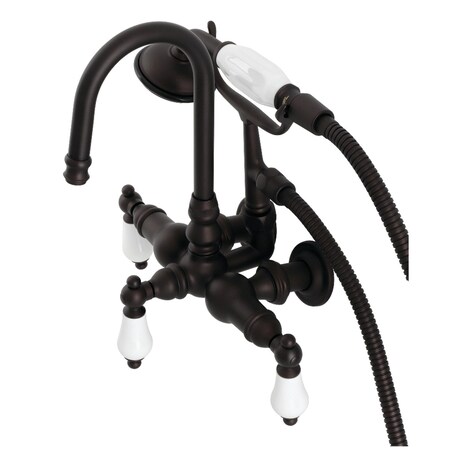 Kingston Brass CA11T5 3-3/8" Tub Wall Mount Clawfoot Tub Faucet with Hand Shower, Oil Rubbed Bronze CA11T5